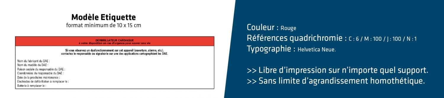 Étiquette à apposer à proximité du DAE ou sur son boîtier