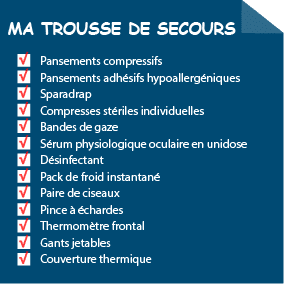 Matériel trousse de secours